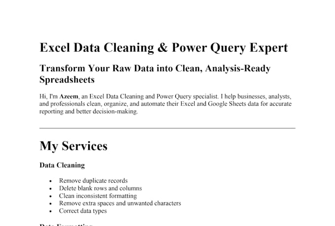 clean and format excel data using power query